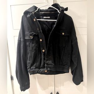Carmar black denim jacket with removable hood in size Small